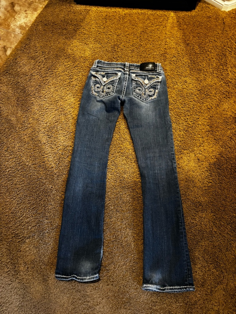 Grace in LA Dark Blue Embellished Boot Cut Jeans